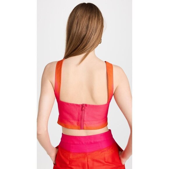 BRANDON MAXWELL Cut Out Crop Top in Orange Pop Pink Lemonade 4 New Womens Tank - Picture 15 of 16